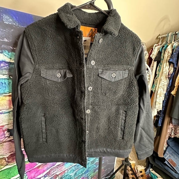 Mavi Jackets & Blazers - NWT Mavi Black Fleece Sherpa Jean Style Jacket. Size Small